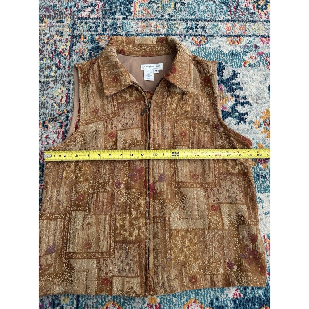 Vintage Coldwater Creek Tan Tapestry Vest Women's Size Medium Made in USA - Picture 6 of 6